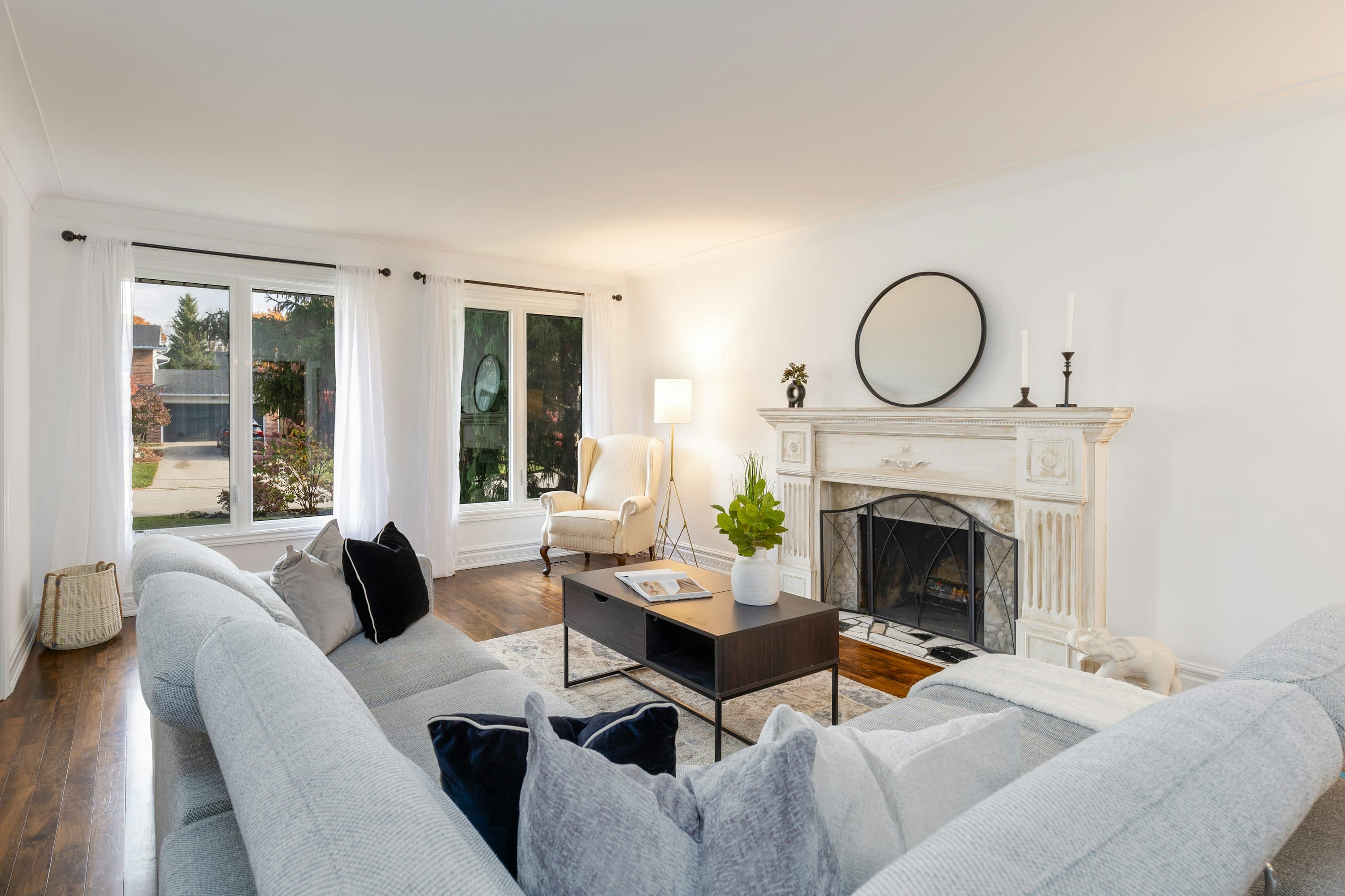 A calm home returned to its best light.